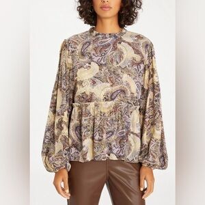 Sanctuary Paisley Print Women's Top XS Babydoll